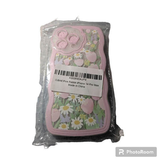 iPhone 14 Pro Max Clear, Cellphone Case, Pink. Floral, beaded chain. NWT. - Picture 8 of 9